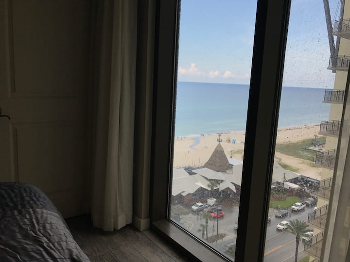 Gulf view through the bedroom window of condo 535
